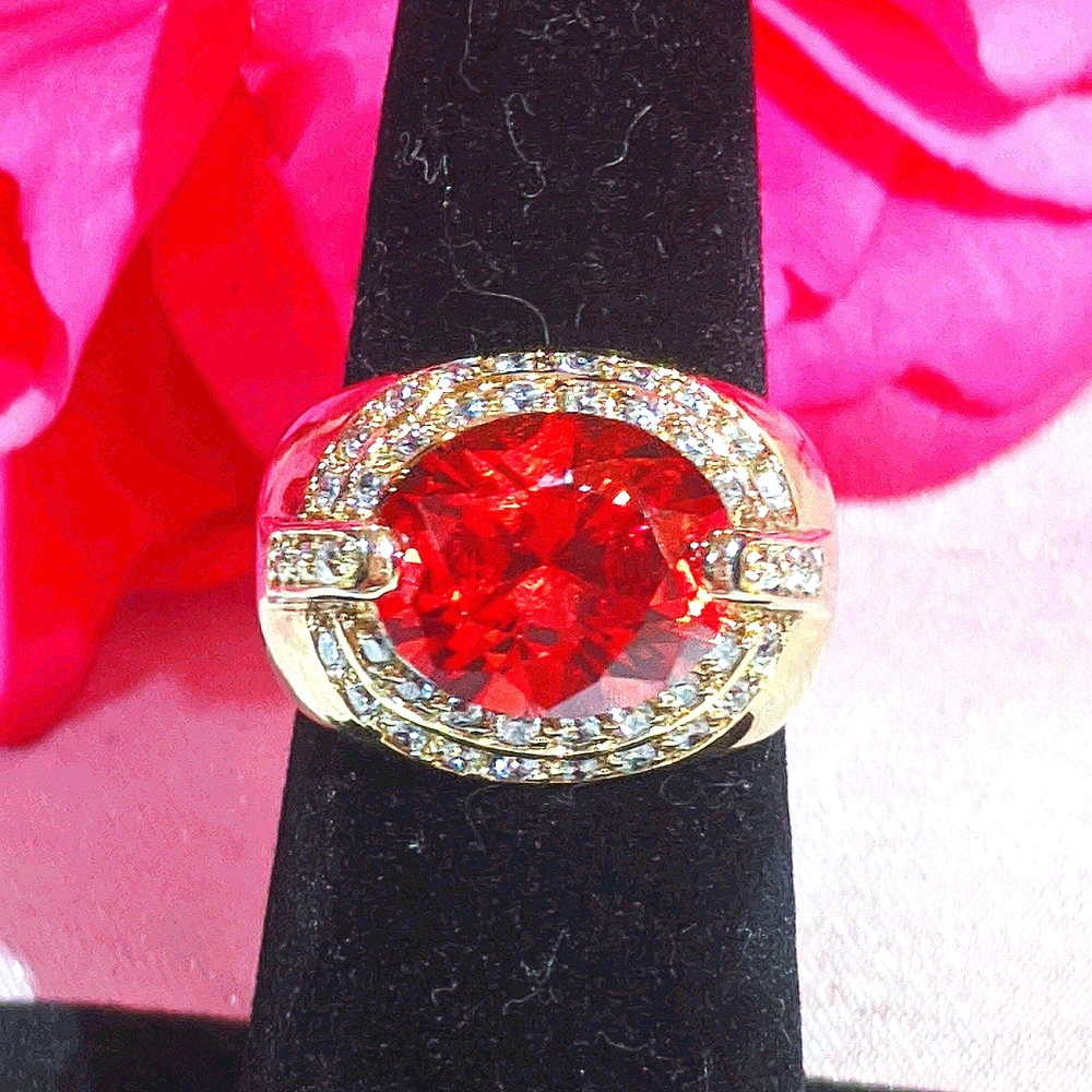 Red Ruby, Gold Plated With Swarovski Crystals. - image 2